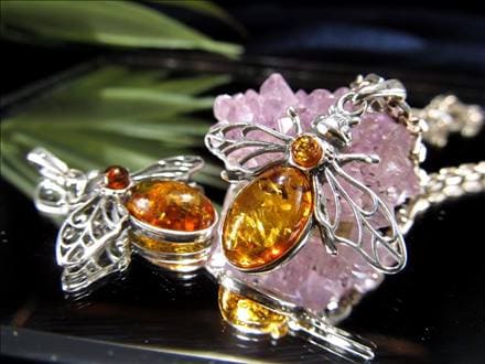 アンバー 琥珀 ペンダント ネックレス Silver925