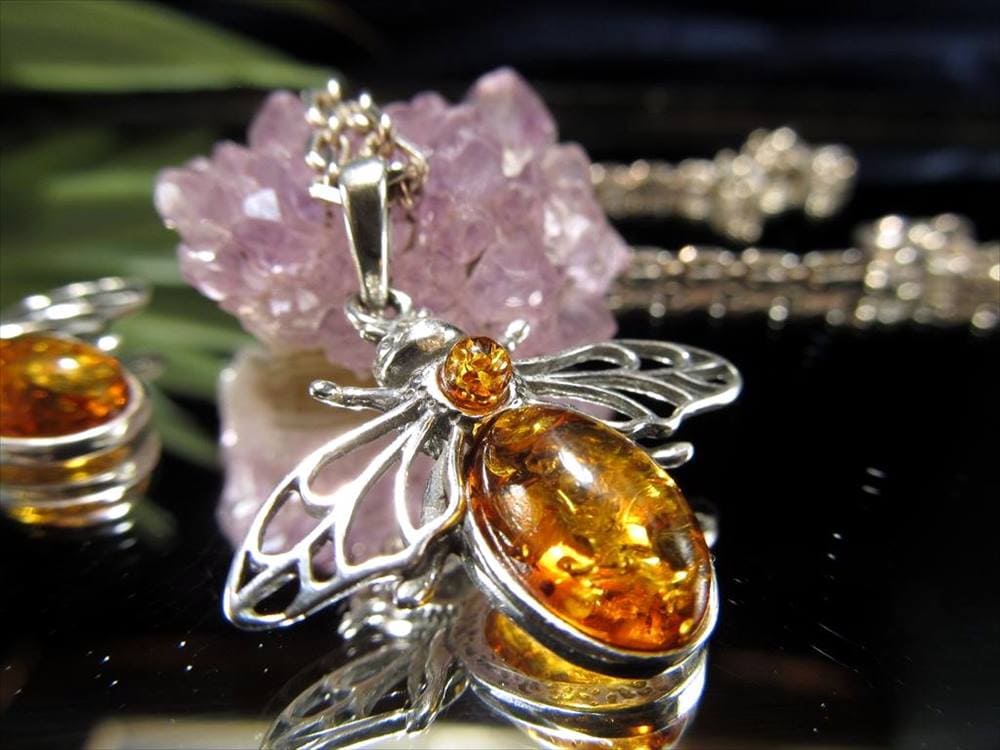 アンバー 琥珀 ペンダント ネックレス Silver925