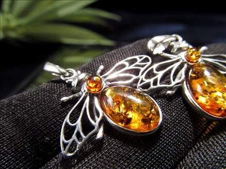 アンバー 琥珀 ペンダント ネックレス Silver925