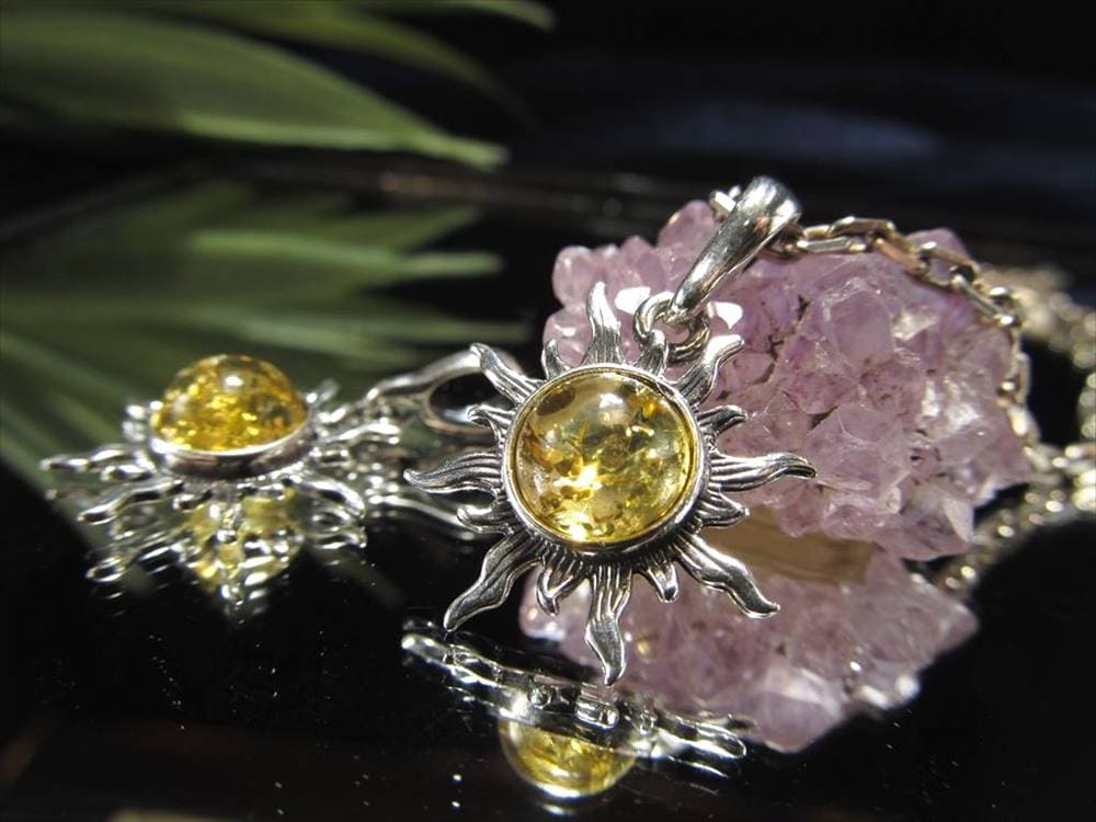 アンバー 琥珀 ペンダント ネックレス Silver925