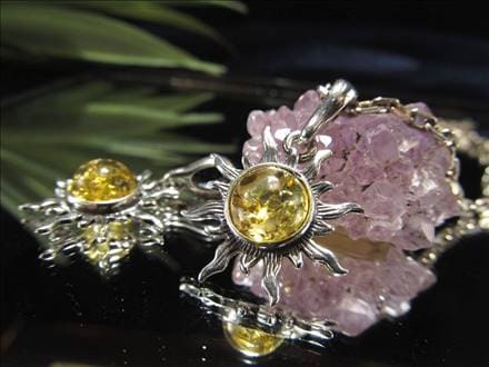 アンバー 琥珀 ペンダント ネックレス Silver925