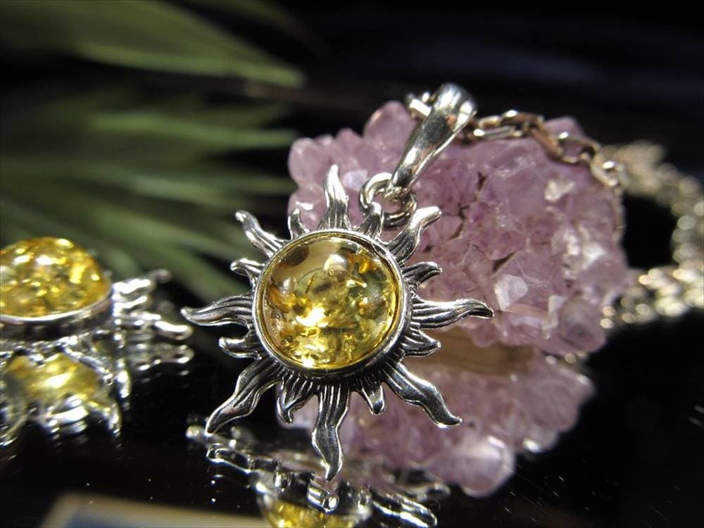 アンバー 琥珀 ペンダント ネックレス Silver925