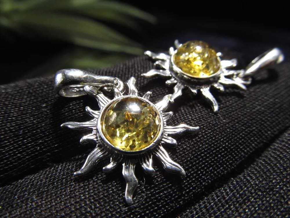 アンバー 琥珀 ペンダント ネックレス Silver925