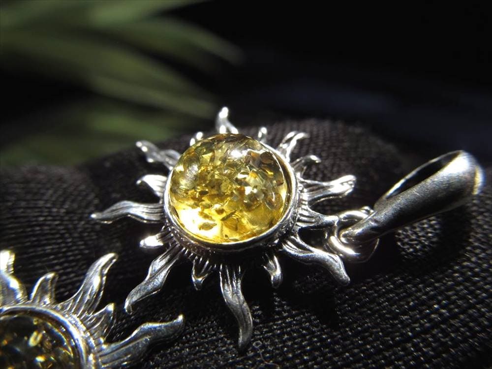 アンバー 琥珀 ペンダント ネックレス Silver925