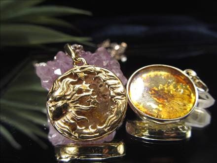 アンバー 琥珀 ペンダント ネックレス Silver925