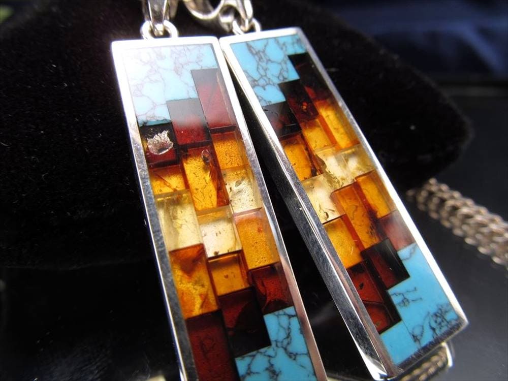 アンバー 琥珀 ペンダント ネックレス Silver925