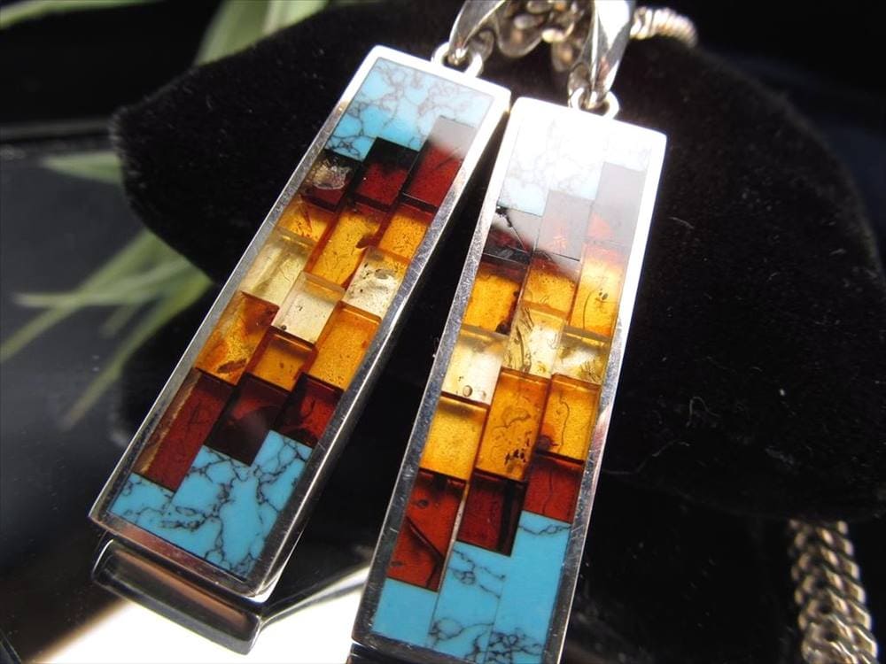 アンバー 琥珀 ペンダント ネックレス Silver925