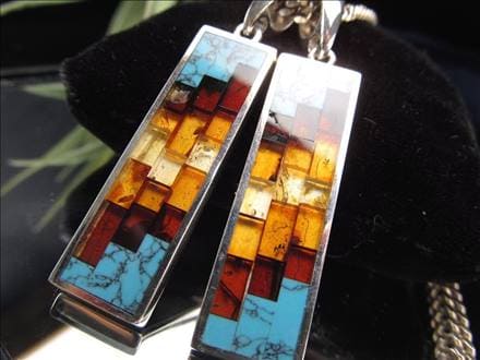 アンバー 琥珀 ペンダント ネックレス Silver925