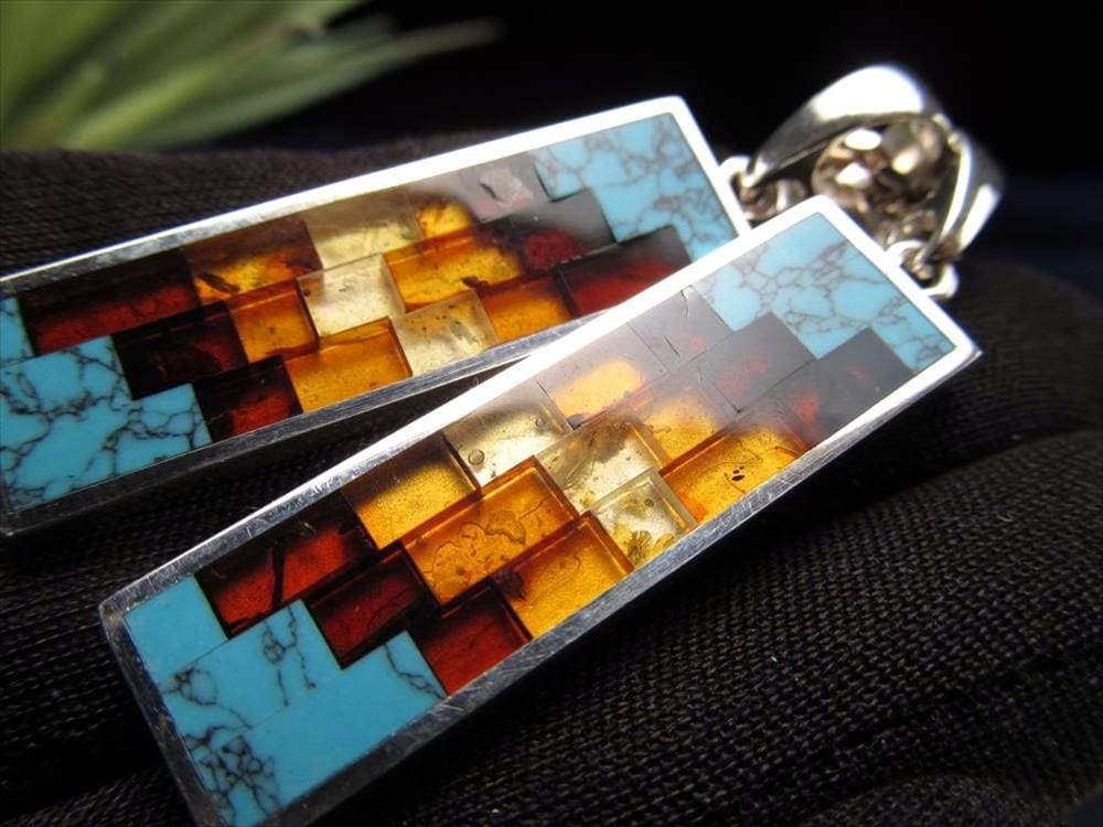 アンバー 琥珀 ペンダント ネックレス Silver925