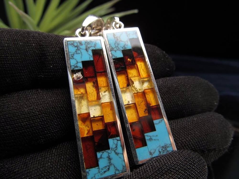 アンバー 琥珀 ペンダント ネックレス Silver925