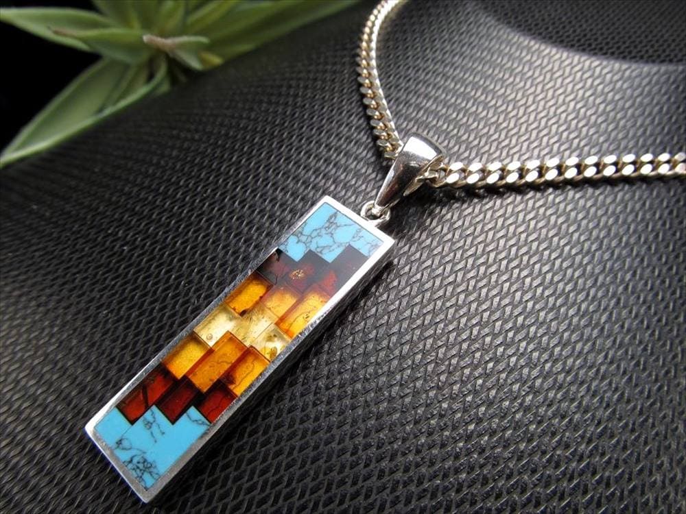 アンバー 琥珀 ペンダント ネックレス Silver925