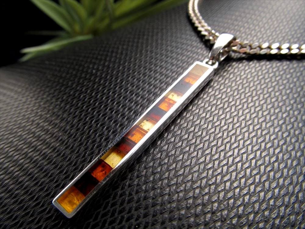 アンバー 琥珀 ペンダント ネックレス Silver925