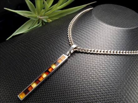 アンバー 琥珀 ペンダント ネックレス Silver925