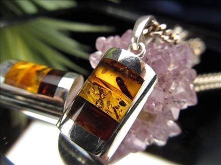 アンバー 琥珀 ペンダント ネックレス Silver925