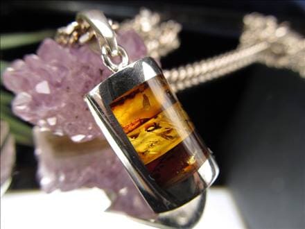アンバー 琥珀 ペンダント ネックレス Silver925