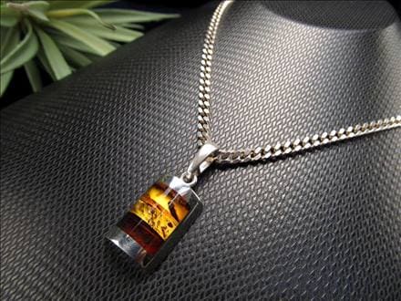 アンバー 琥珀 ペンダント ネックレス Silver925