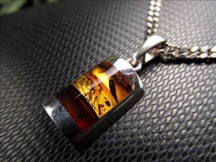 アンバー 琥珀 ペンダント ネックレス Silver925