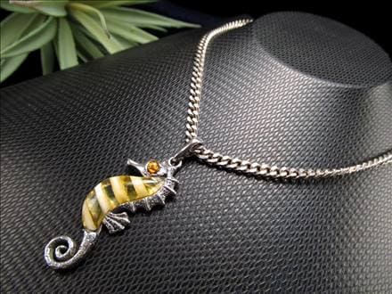 アンバー 琥珀 ペンダント ネックレス Silver925