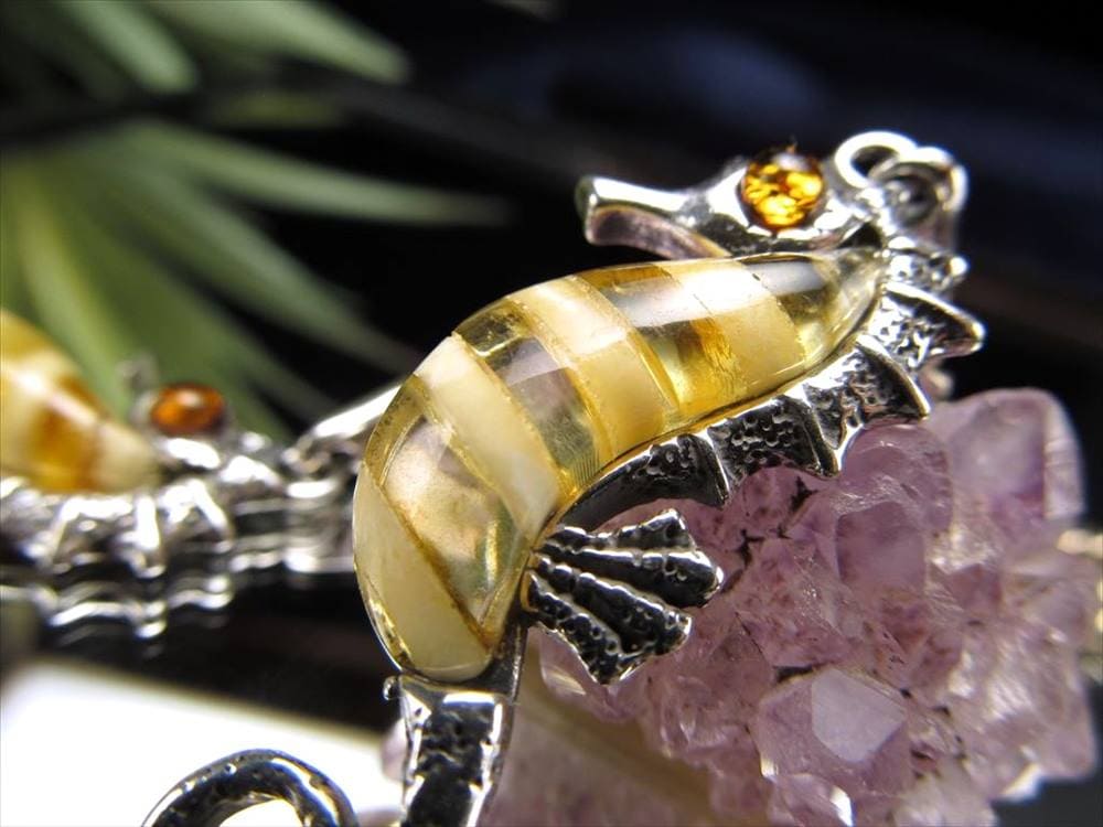 アンバー 琥珀 ペンダント ネックレス Silver925