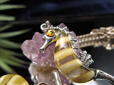 アンバー 琥珀 ペンダント ネックレス Silver925