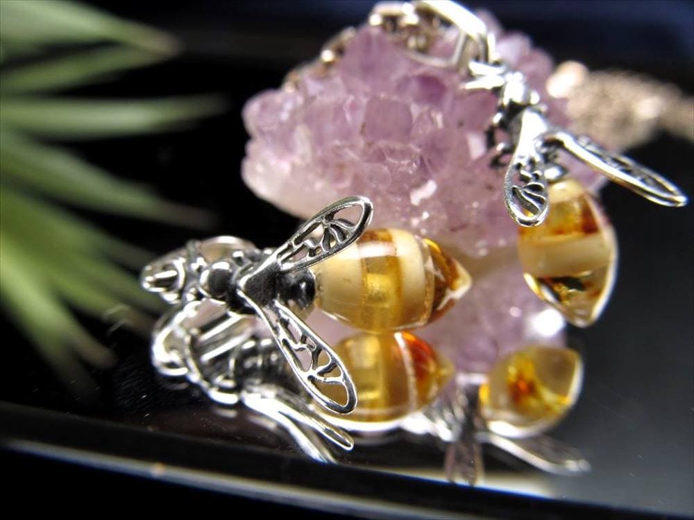 アンバー 琥珀 ペンダント ネックレス Silver925