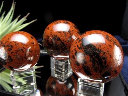 オブシディアン マホガニー ブラウン 丸玉 置物