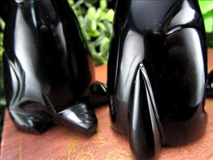 オブシディアン 黒曜石 黒猫 にゃんこ 黒ネコ 置物