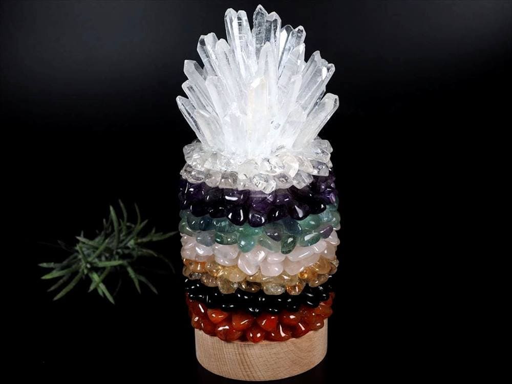 天然石ライト 照明 パイナップル 天然石ランプ MIXストーン