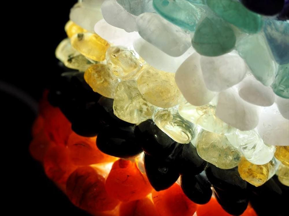 天然石ライト 照明 パイナップル 天然石ランプ MIXストーン