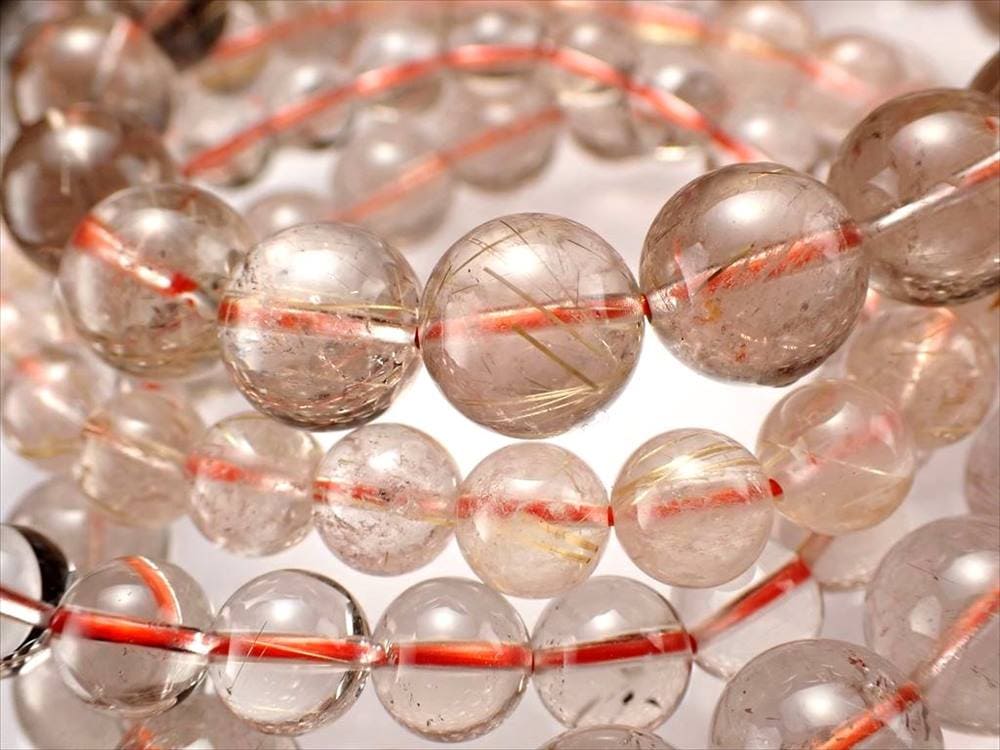 ゴールドルチルクォーツ ブレスレット スモーキー 透明 ブラジル産