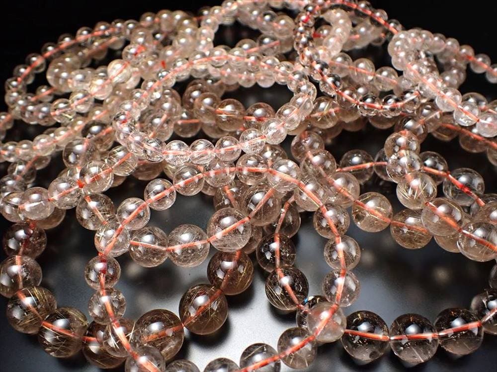 ゴールドルチルクォーツ ブレスレット スモーキー 透明 ブラジル産