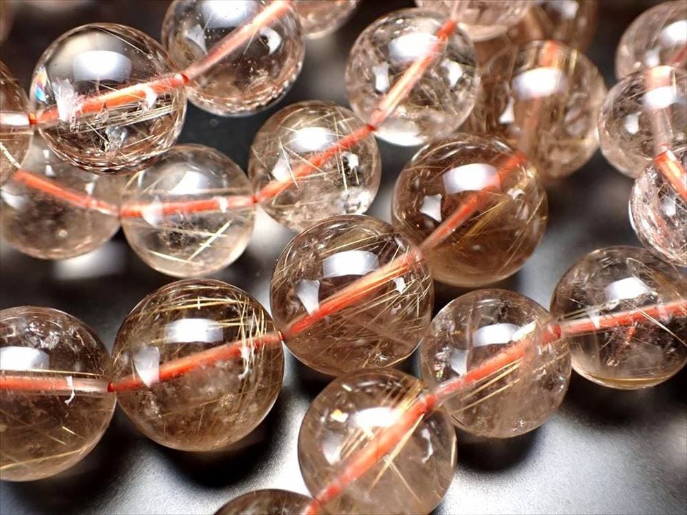 ゴールドルチルクォーツ ブレスレット スモーキー 透明 ブラジル産