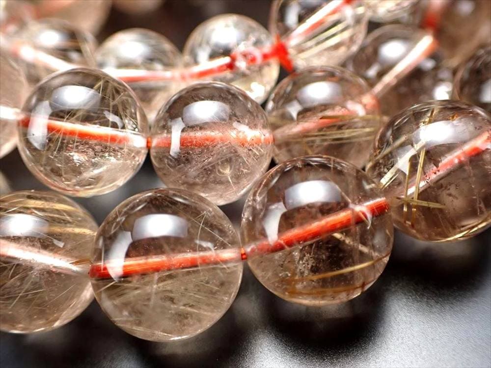 ゴールドルチルクォーツ ブレスレット スモーキー 透明 ブラジル産