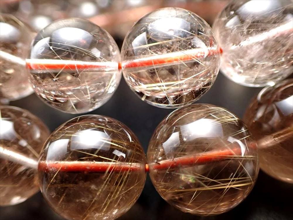 ゴールドルチルクォーツ ブレスレット スモーキー 透明 ブラジル産