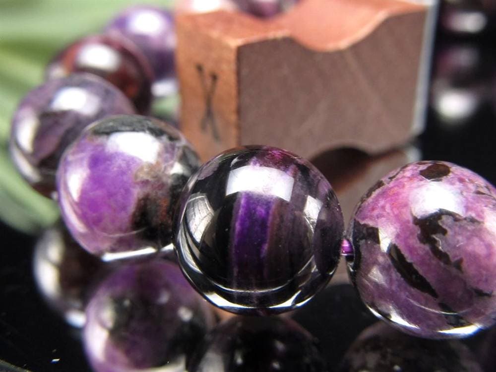 ブラックパープルスギライト 杉石 ブレスレット 三大ヒーリングストーン スギライト