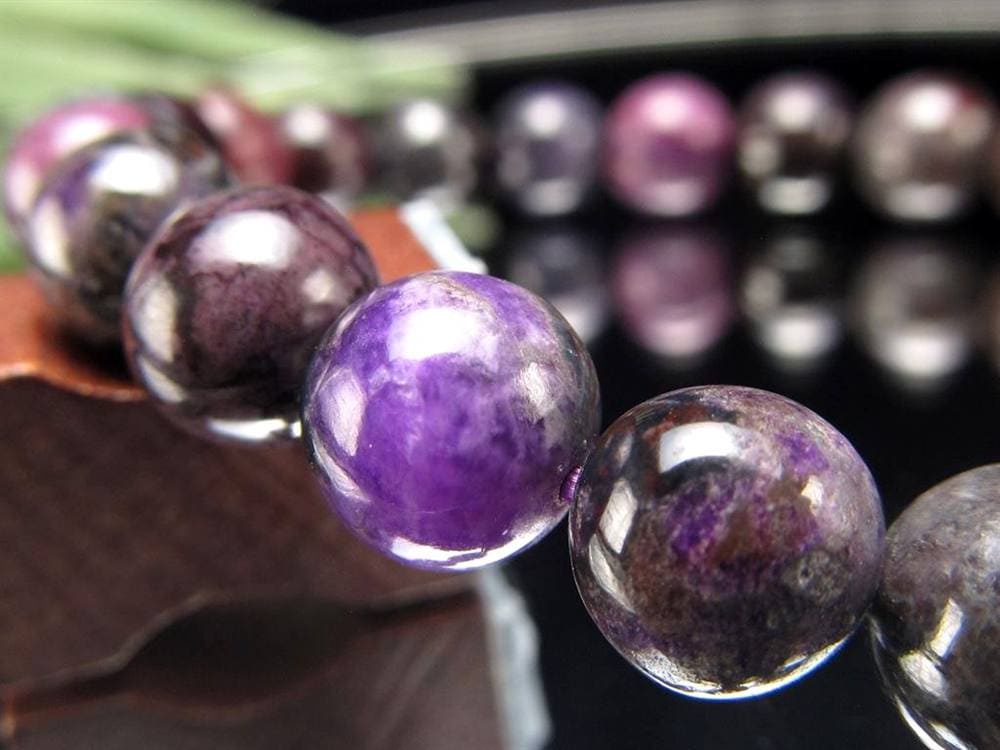 ブラックパープルスギライト 杉石 ブレスレット 三大ヒーリングストーン スギライト