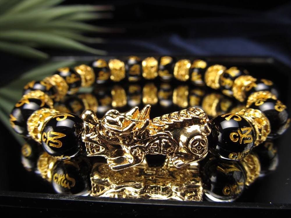 オニキス 梵字 ブレスレット 龍 辰