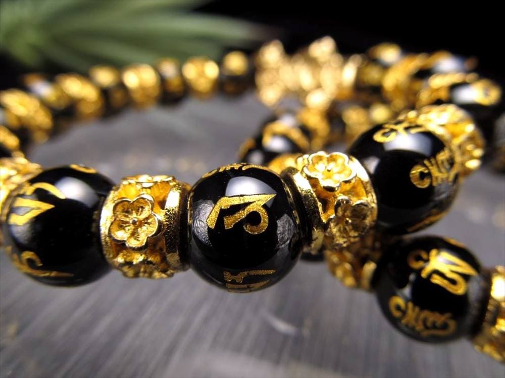 オニキス 梵字 ブレスレット 龍 辰