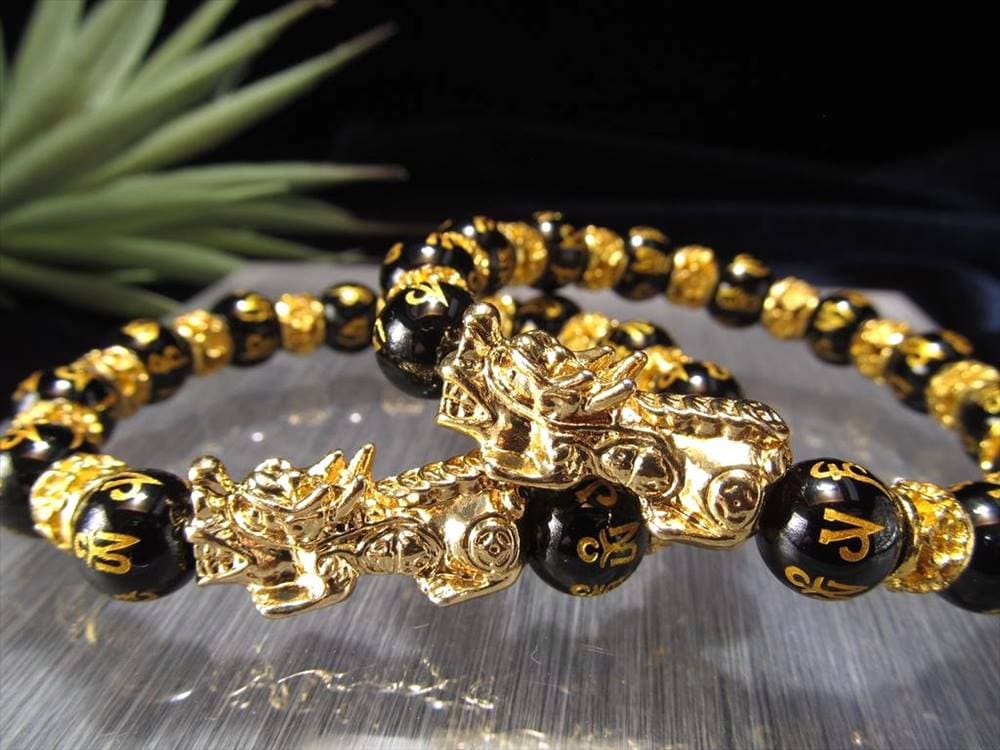 オニキス 梵字 ブレスレット 龍 辰