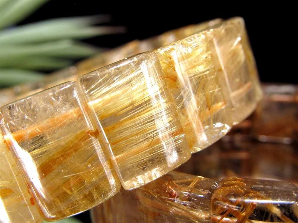 ゴールドルチルクォーツ ブレスレット バングル タイチンルチル 天然石 パワーストーン