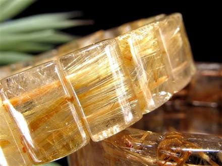 ゴールドルチルクォーツ ブレスレット バングル タイチンルチル 天然石 パワーストーン