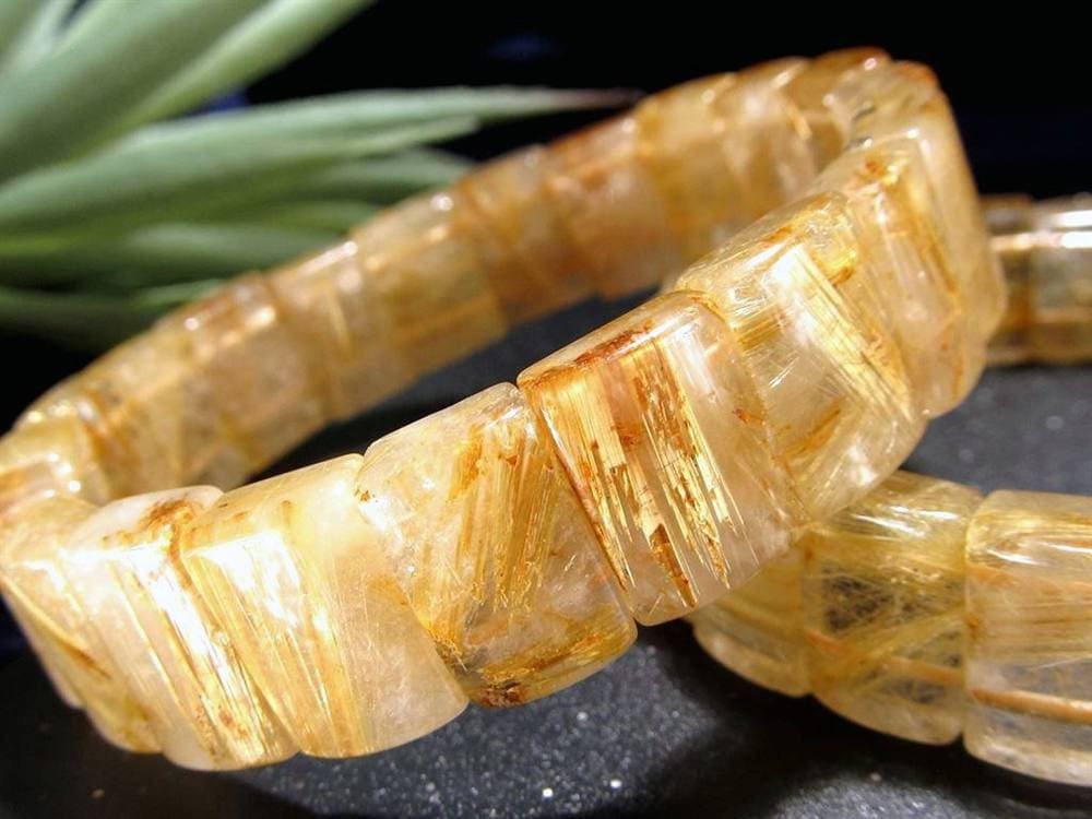 ゴールドルチルクォーツ ブレスレット バングル タイチンルチル 天然石 パワーストーン