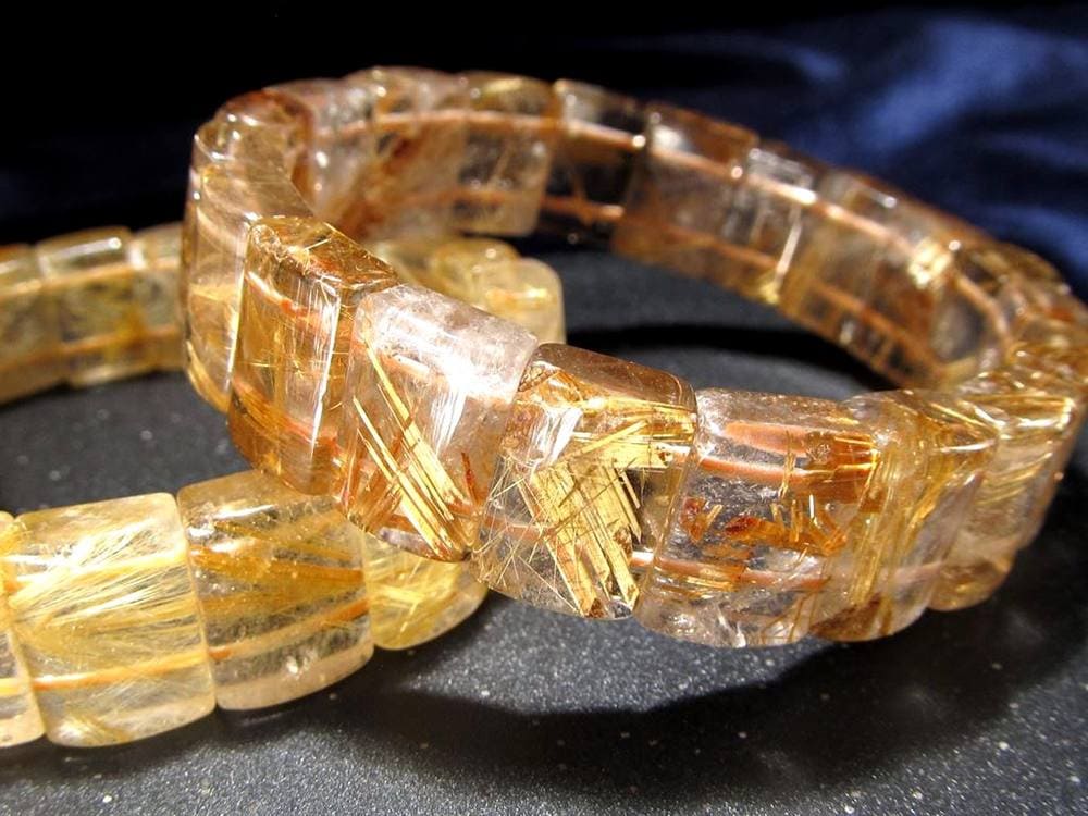 ゴールドルチルクォーツ ブレスレット バングル タイチンルチル 天然石 パワーストーン