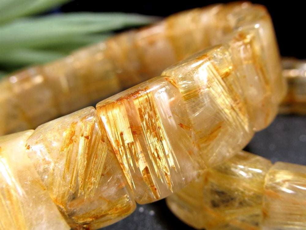 ゴールドルチルクォーツ ブレスレット バングル タイチンルチル 天然石 パワーストーン