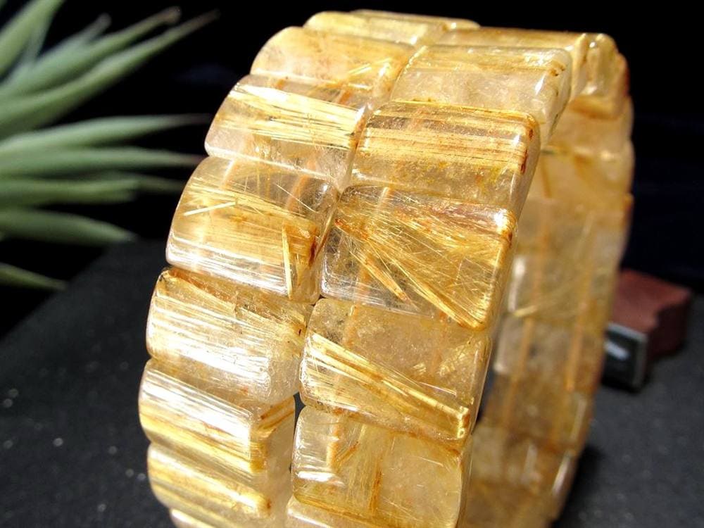 ゴールドルチルクォーツ ブレスレット バングル タイチンルチル 天然石 パワーストーン