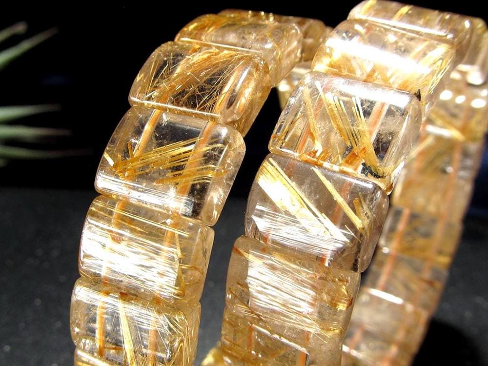 ゴールドルチルクォーツ ブレスレット バングル タイチンルチル 天然石 パワーストーン