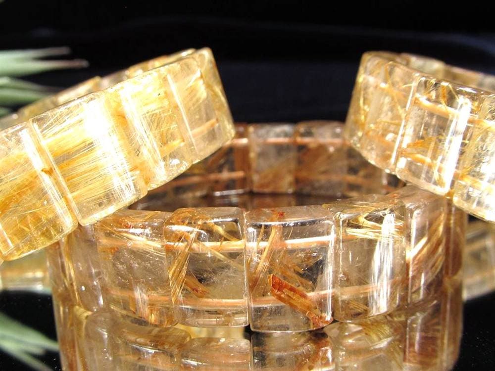 ゴールドルチルクォーツ ブレスレット バングル タイチンルチル 天然石 パワーストーン