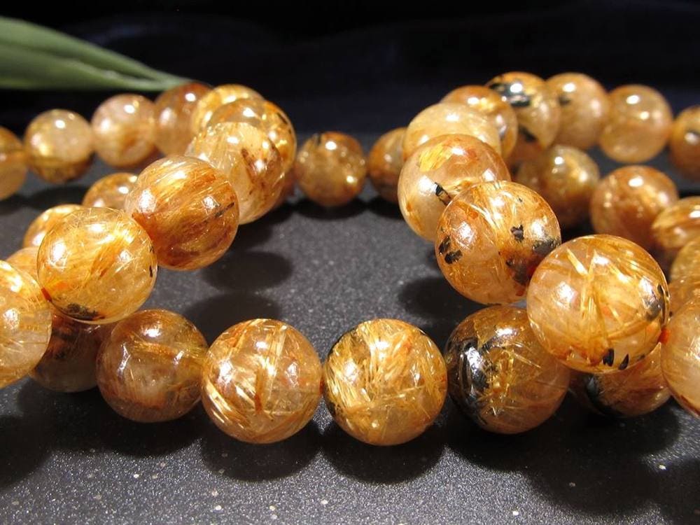 ゴールドタイチンルチルクォーツ ブレスレット 金針水晶 ヘマタイト 