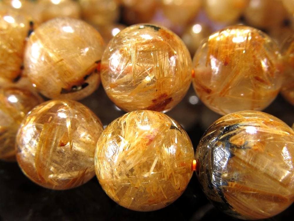 ゴールドタイチンルチルクォーツ ブレスレット 金針水晶 ヘマタイト 