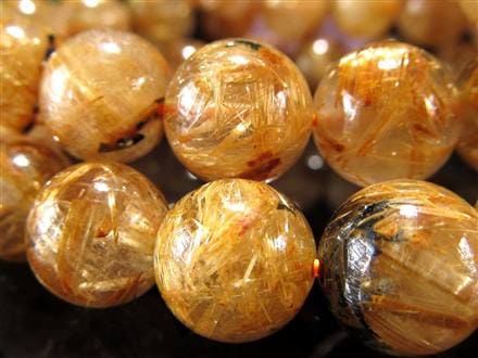ゴールドタイチンルチルクォーツ ブレスレット 金針水晶 ヘマタイト 